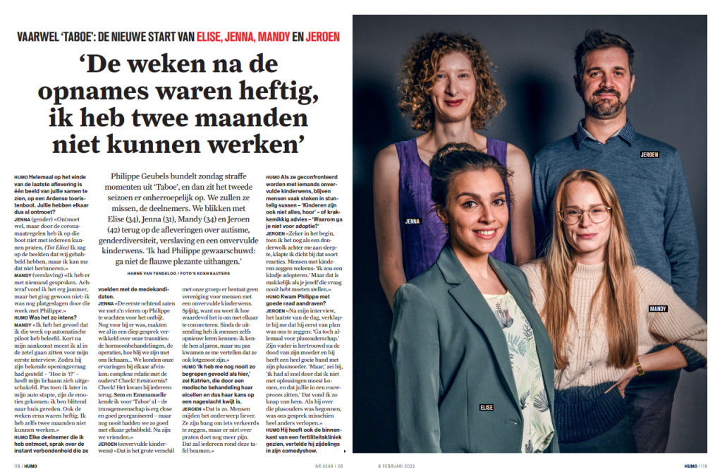 Interview Humo over Taboe met Elise Cordaro